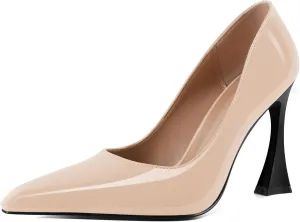 Esvowido Women High Heels Pointed Toe Stilettos Pumps Slip-on Closed Toe 4 Inch Dress Shoes for Party Dress Office Workplace