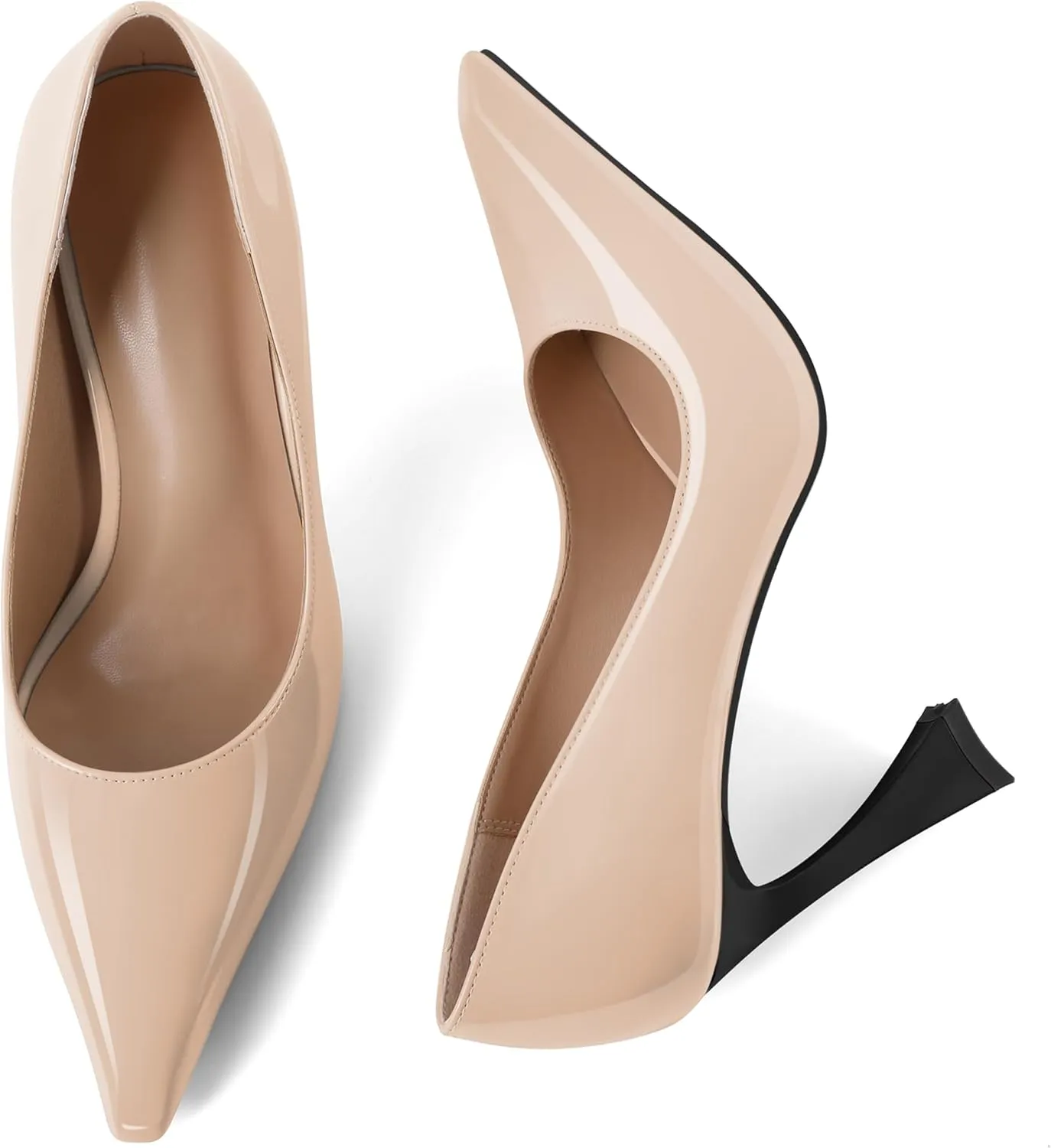 Esvowido Women High Heels Pointed Toe Stilettos Pumps Slip-on Closed Toe 4 Inch Dress Shoes for Party Dress Office Workplace