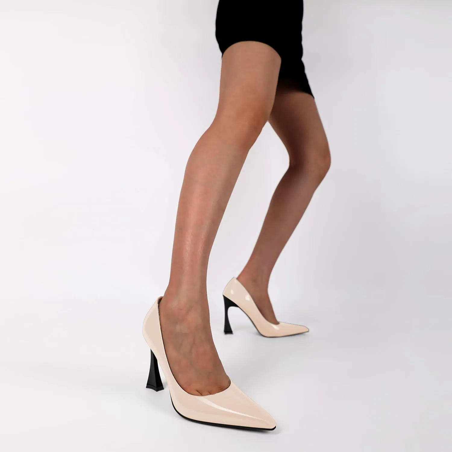 Esvowido Women High Heels Pointed Toe Stilettos Pumps Slip-on Closed Toe 4 Inch Dress Shoes for Party Dress Office Workplace