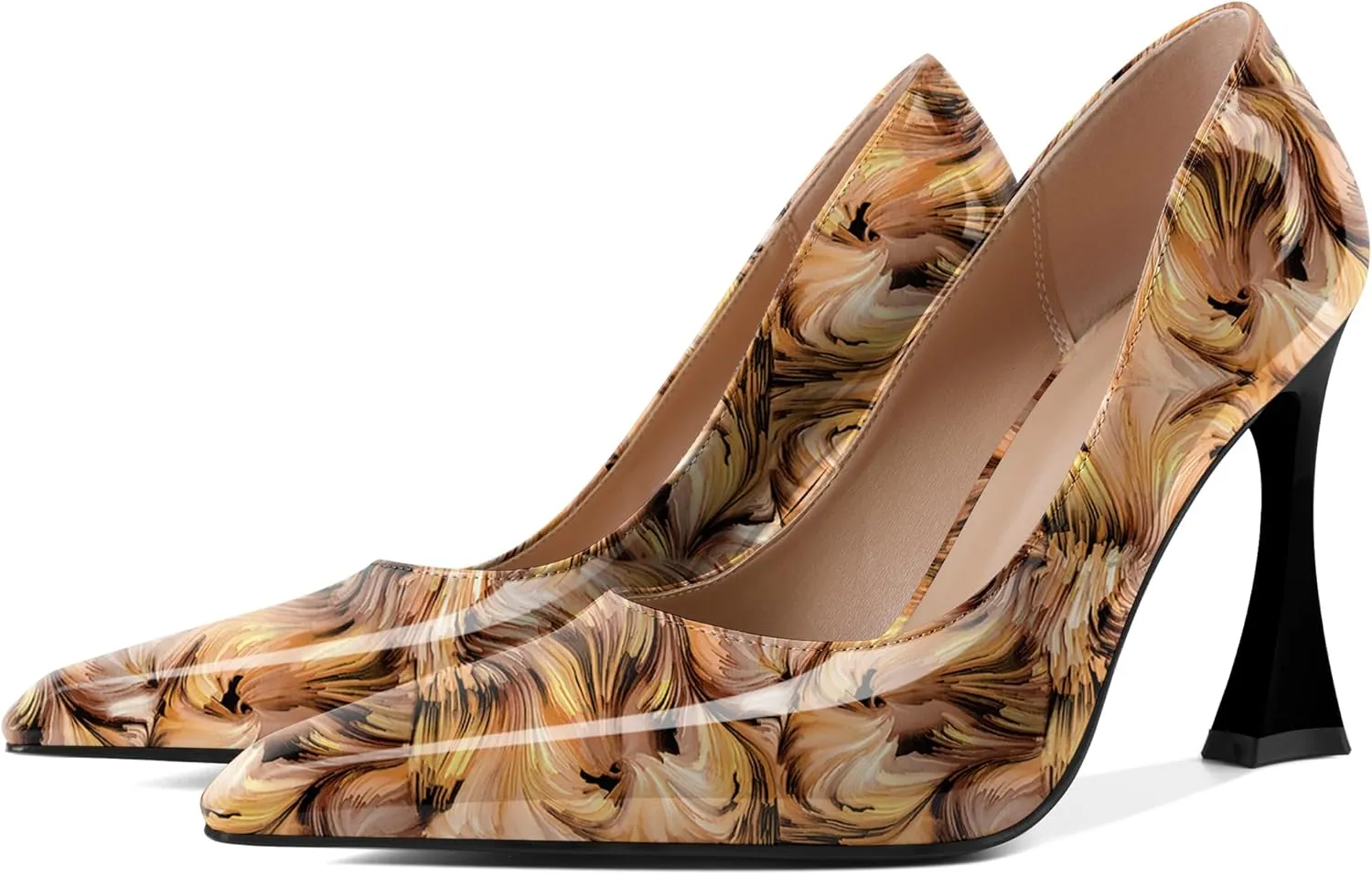 Esvowido Women High Heels Pointed Toe Stilettos Pumps Slip-on Closed Toe 4 Inch Dress Shoes for Party Dress Office Workplace