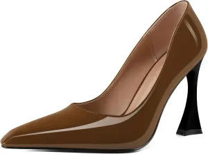 Esvowido Women High Heels Pointed Toe Stilettos Pumps Slip-on Closed Toe 4 Inch Dress Shoes for Party Dress Office Workplace