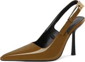 Esvowido Women's Slingback High Heel Pumps Square Pointed Toe Comfort Heels for Women 4" Stiletto Dress Shoes Slip On High Heel Pumps Shoes