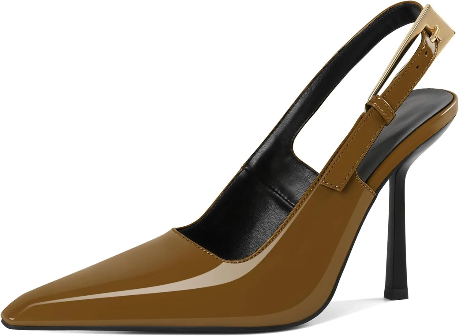 Esvowido Women's Slingback High Heel Pumps Square Pointed Toe Comfort Heels for Women 4" Stiletto Dress Shoes Slip On High Heel Pumps Shoes