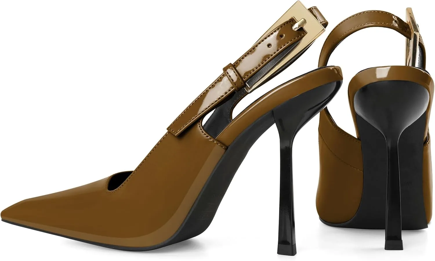 Esvowido Women's Slingback High Heel Pumps Square Pointed Toe Comfort Heels for Women 4" Stiletto Dress Shoes Slip On High Heel Pumps Shoes