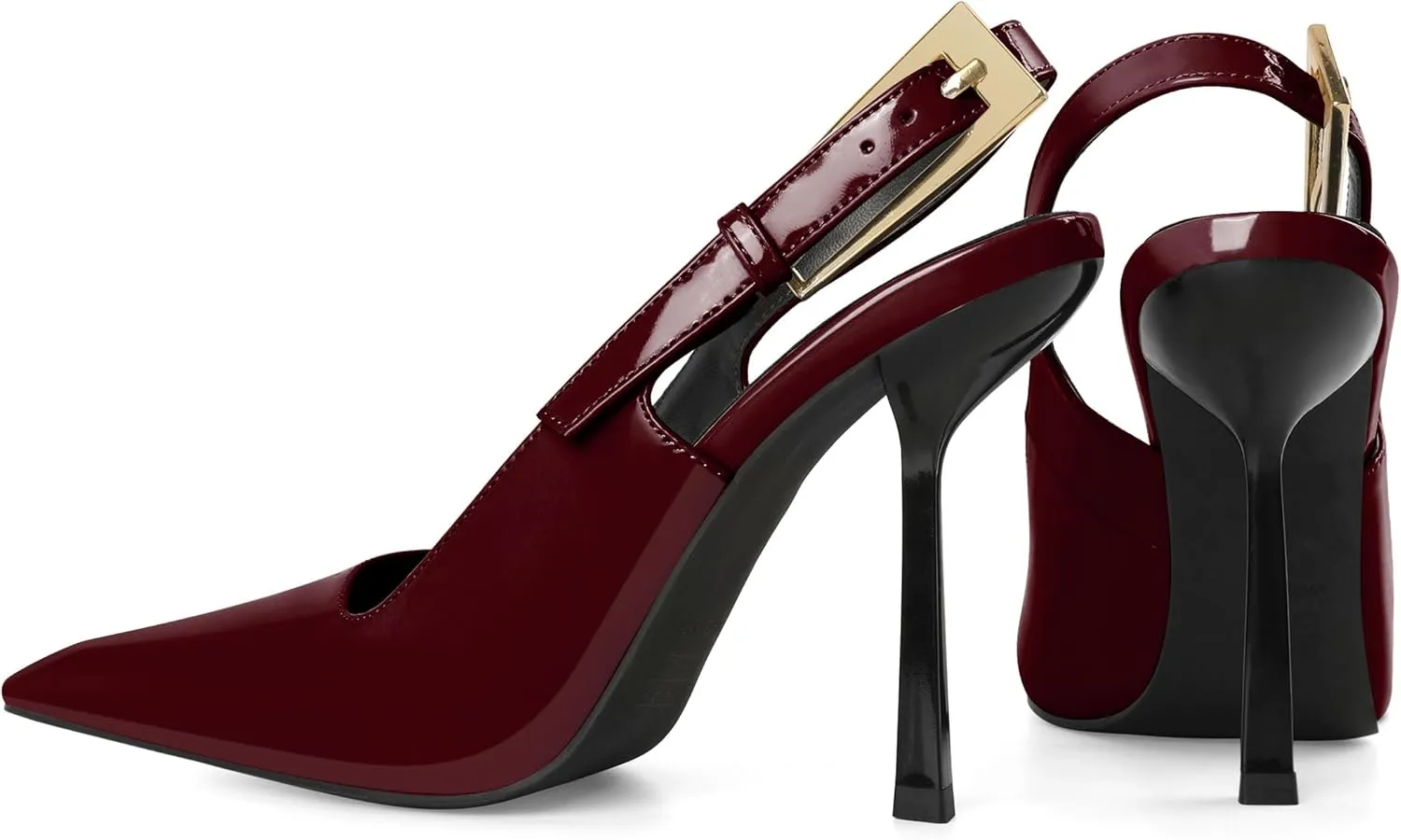 Esvowido Women's Slingback High Heel Pumps Square Pointed Toe Comfort Heels for Women 4" Stiletto Dress Shoes Slip On High Heel Pumps Shoes