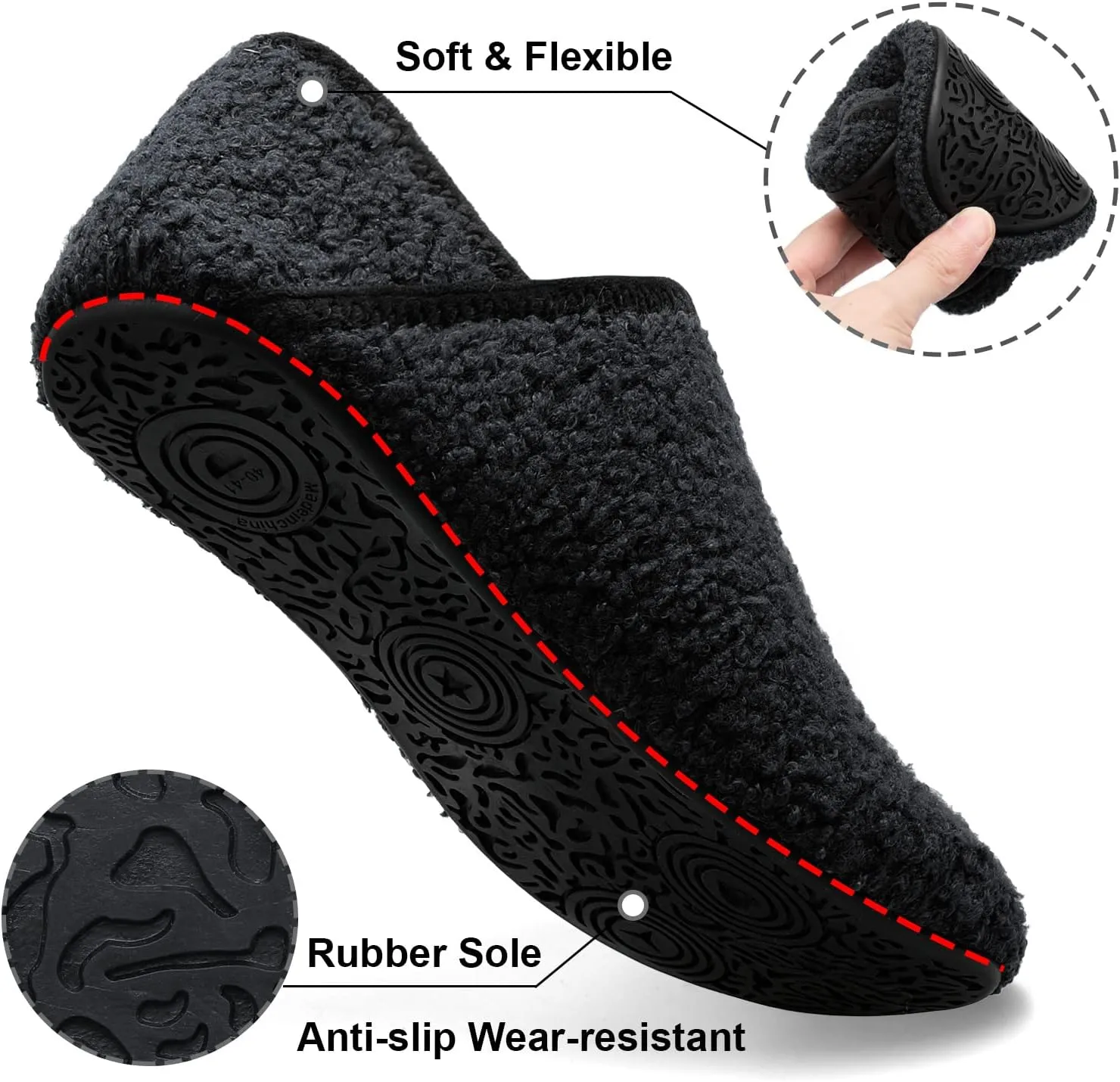 Fires Womens Mens Slippers with Rubber Sole Soft-Lightweight House Slipper Socks Around House Shoes Non Slip Indoor/Outdoor