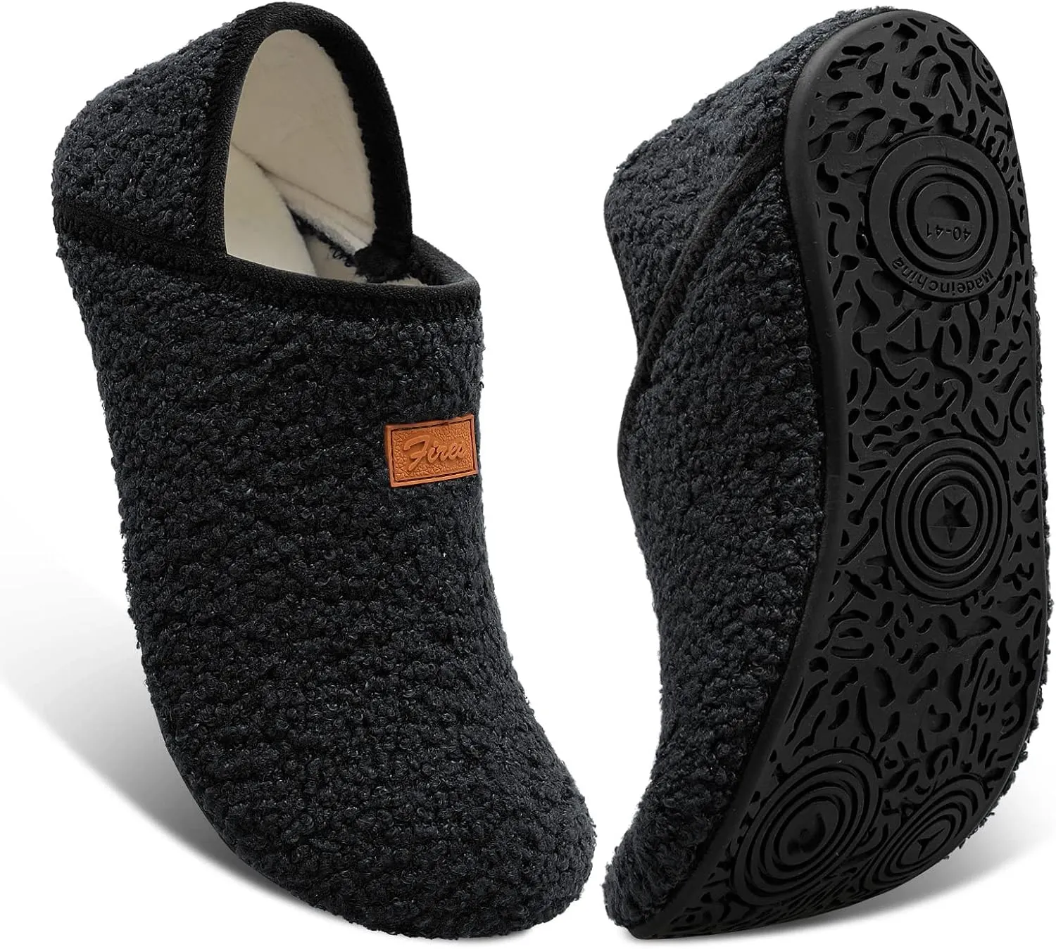 Fires Womens Mens Slippers with Rubber Sole Soft-Lightweight House Slipper Socks Around House Shoes Non Slip Indoor/Outdoor