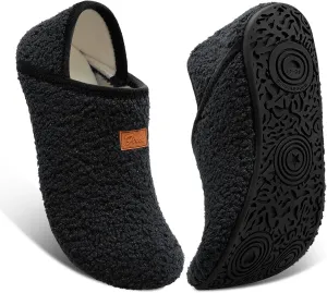 Fires Womens Mens Slippers with Rubber Sole Soft-Lightweight House Slipper Socks Around House Shoes Non Slip Indoor/Outdoor