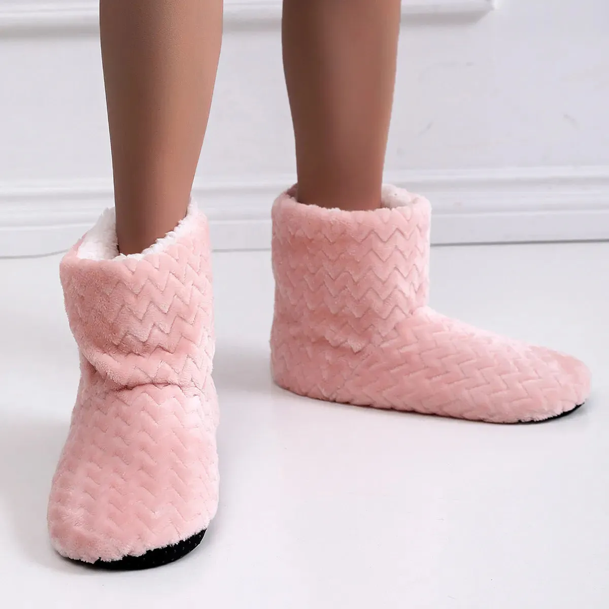 Flat Heel Deep Mouth Thick Bottom Slipper Boots Cozy & Stylish for Indoor Comfort