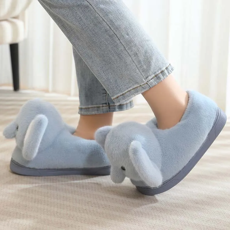 Fluffy Blue Elephant Slippers