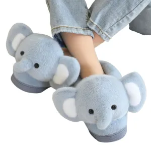 Fluffy Blue Elephant Slippers