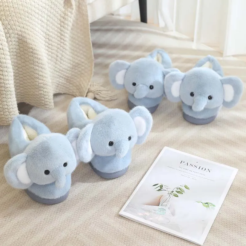 Fluffy Blue Elephant Slippers