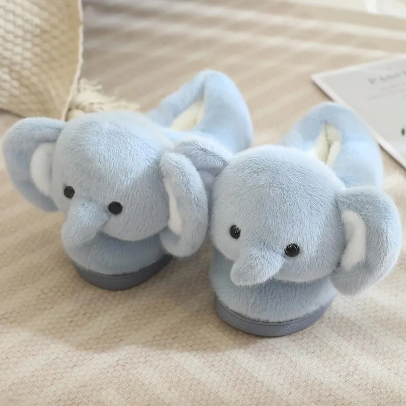 Fluffy Blue Elephant Slippers