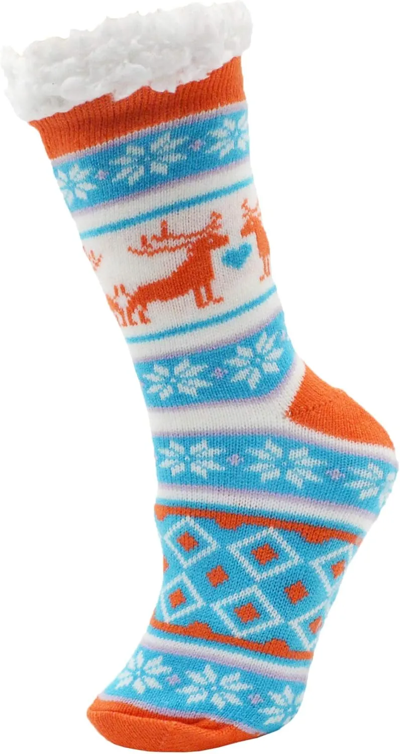 Fluffy Thermal Sherpa Slipper Socks, 3 Pairs for Women, Ultra Soft Christmas Winter Non Skid