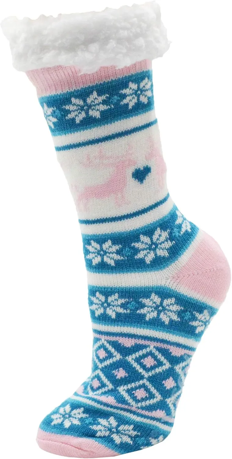 Fluffy Thermal Sherpa Slipper Socks, 3 Pairs for Women, Ultra Soft Christmas Winter Non Skid
