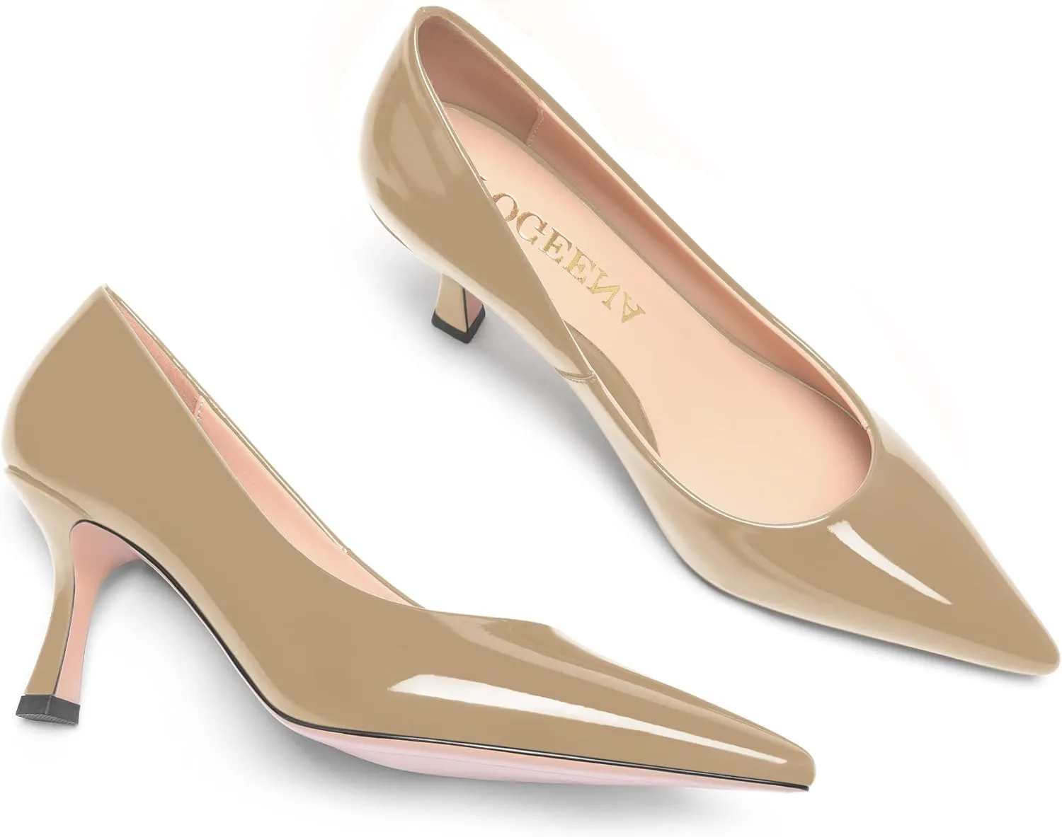 FOGEENA Womens Pointed Toe Evening Dress Slip On Patent Stiletto High Heel Pumps Shoes 2.5 Inch