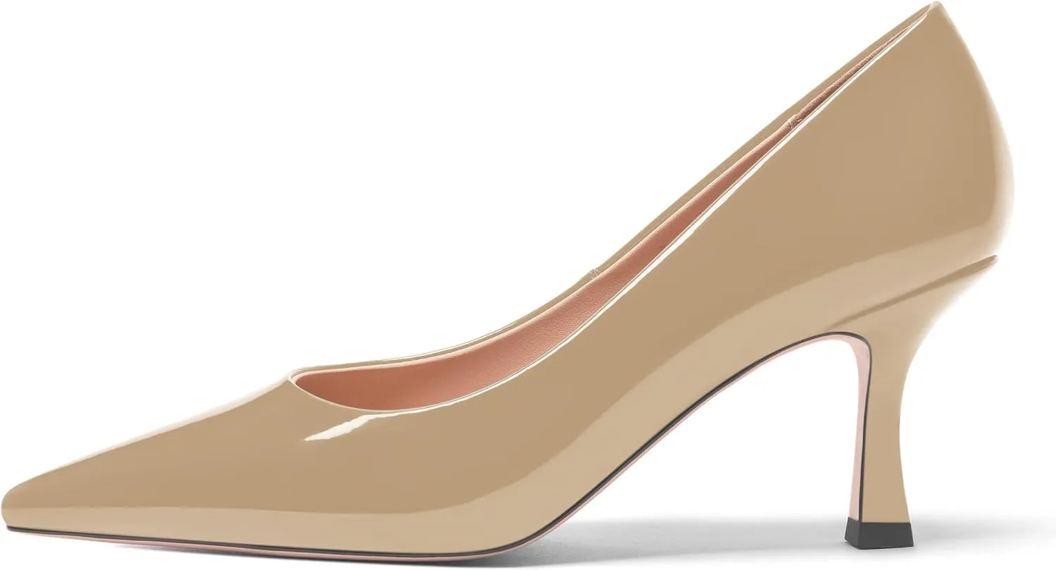 FOGEENA Womens Pointed Toe Evening Dress Slip On Patent Stiletto High Heel Pumps Shoes 2.5 Inch