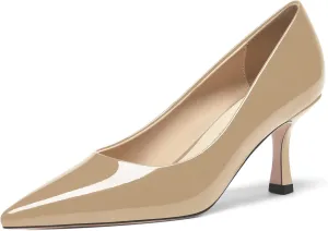 FOGEENA Womens Pointed Toe Evening Dress Slip On Patent Stiletto High Heel Pumps Shoes 2.5 Inch