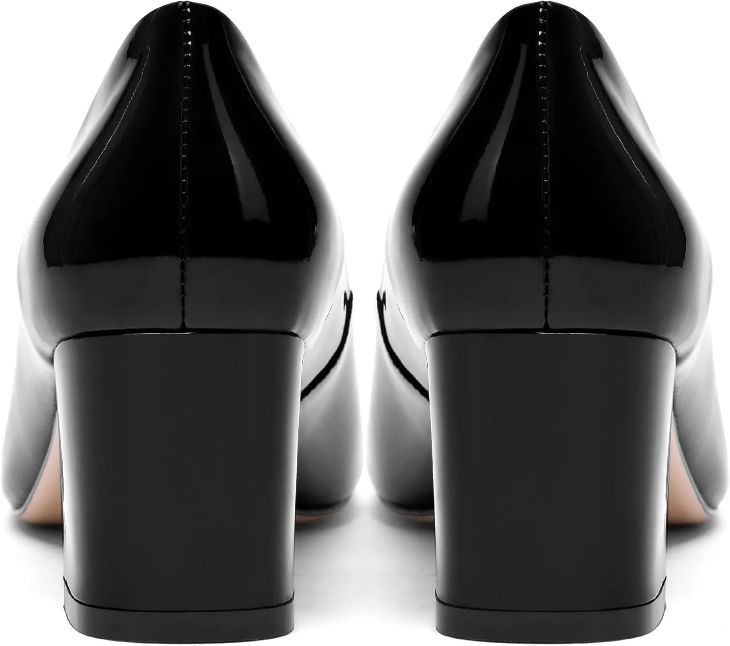FOGEENA Womens Wedding Round Toe Slip On Comfortable Patent Leather Casual Chunky Low Heel Pumps Dressy Shoes 2.2 Inch