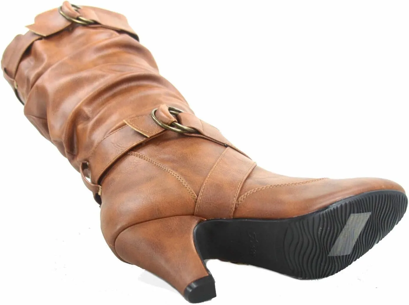 Forever Link Maggie-39 Women's Fashion Low Heel Zipper Slouchy Mid-Calf Boots Shoes