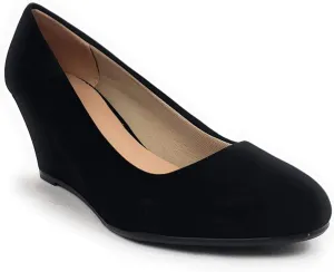 Forever Link Women's Patent Round Toe Wedge Pumps
