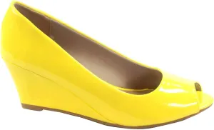 Forever Link Women's Patent Round Toe Wedge Pumps