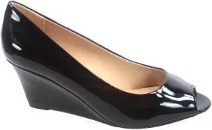 Forever Link Women's Patent Round Toe Wedge Pumps