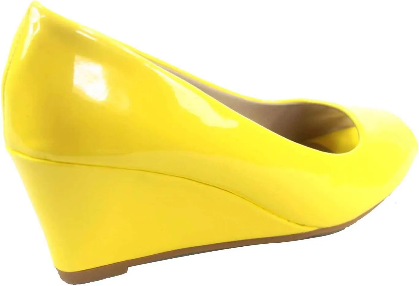 Forever Link Women's Patent Round Toe Wedge Pumps