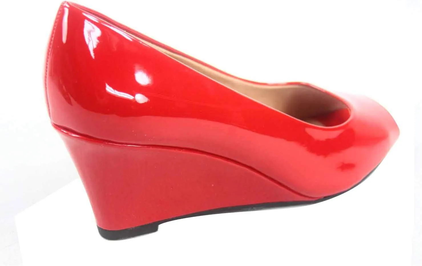 Forever Link Women's Patent Round Toe Wedge Pumps
