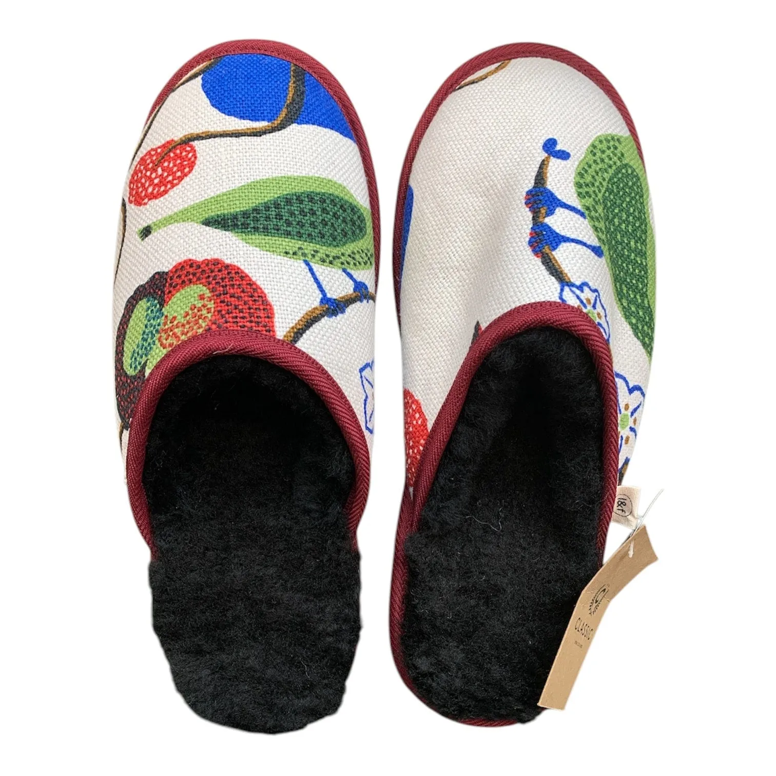 Frank Floral XL Black Slippers