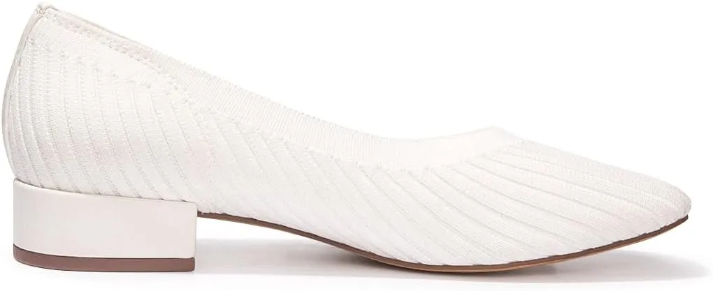 FUNKYMONEKY Women's Knit Chunky Low Heel Pumps Comfort Round Closed Toe Casual Dress Shoes