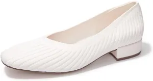 FUNKYMONEKY Women's Knit Chunky Low Heel Pumps Comfort Round Closed Toe Casual Dress Shoes