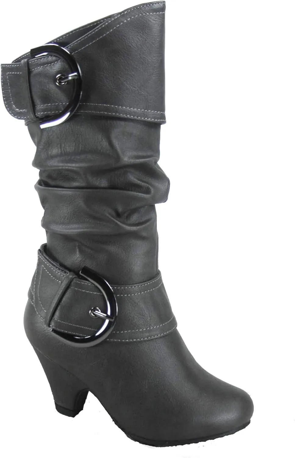 FZ Auto-9ks Girl's Kid's Fashion Cute Round Toe Buckle Dress Side Zipper Low Heel Boots Shoes