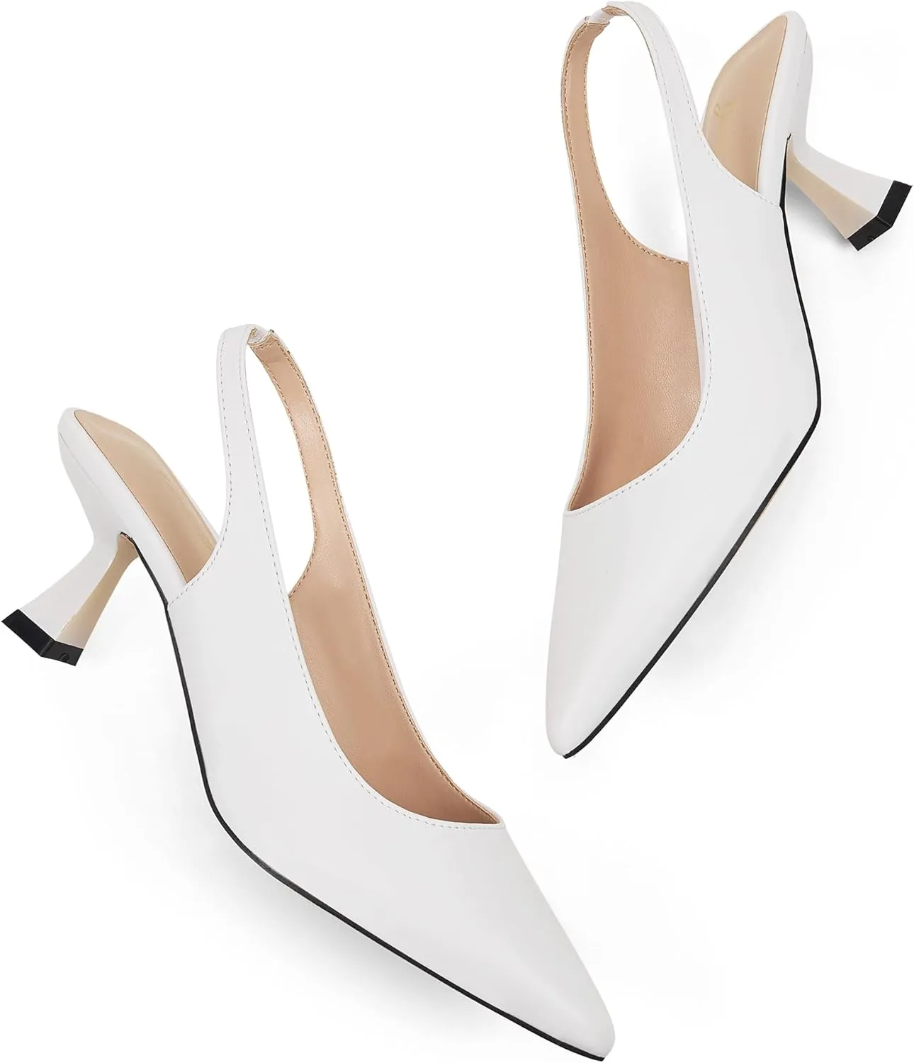 GENSHUO Slingback Kitten Heels for Women Pumps Closed Pointed Toe 2.3 Inch Low Heel Dress Shoes Comfortable Sexy Slip On Wedding Work Party Pumps