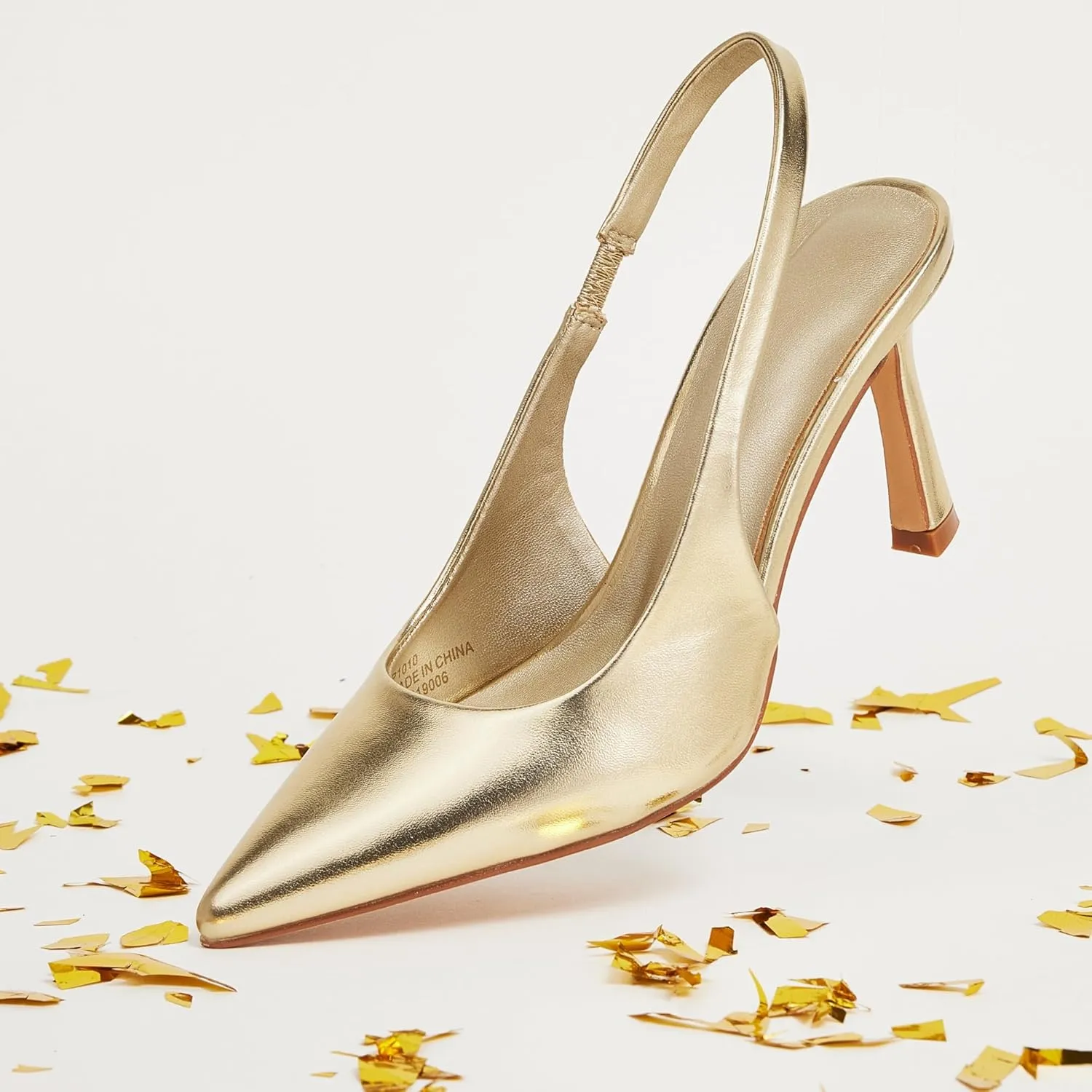 GENSHUO Women's Slingback Heels Closed Pointed Toe Dress Pumps Shoes Slip On 4 Inch High Stiletto Comfortable Sexy Wedding Work Casual Prom Party