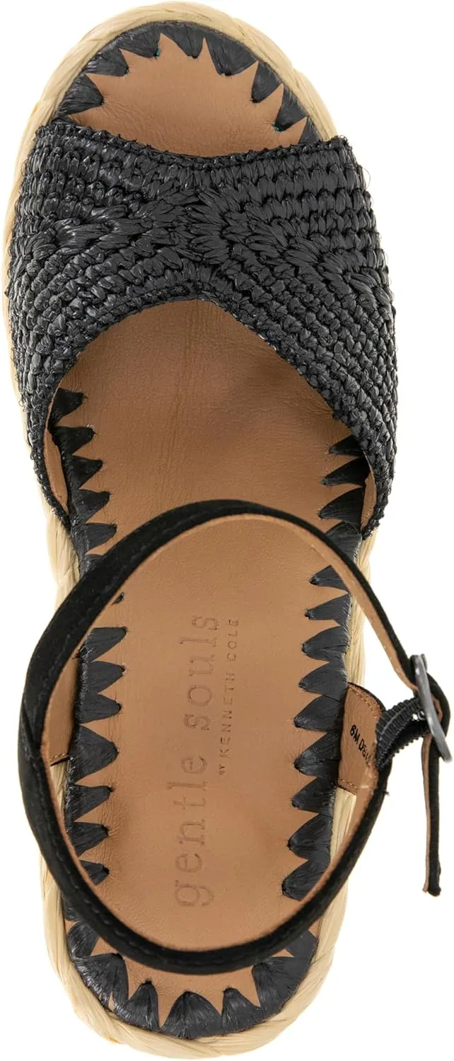 Gentle Souls by Kenneth Cole Women's Nomi Raffia Wedge Sandal