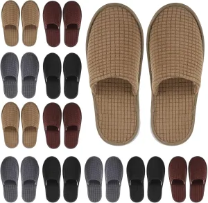 Geyoga 12 Pair House Slipper for Guest Non Slip Disposable Slipper for Travel Washable Reusable Closed Toe Hotel Bridesmaid Indoor Spa Wedding Party Shoeless Home