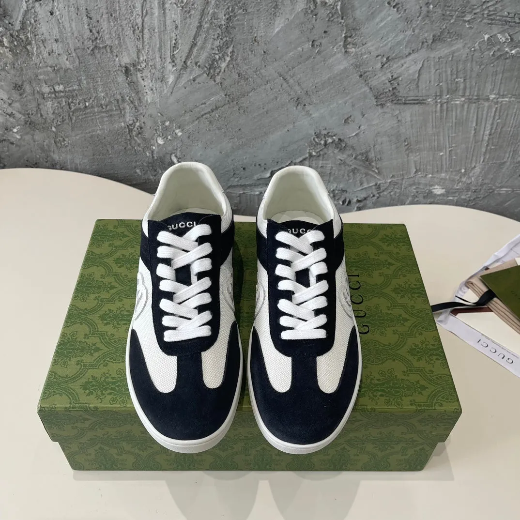 GG Low Sneaker Black White Canvas Suede Calfskin