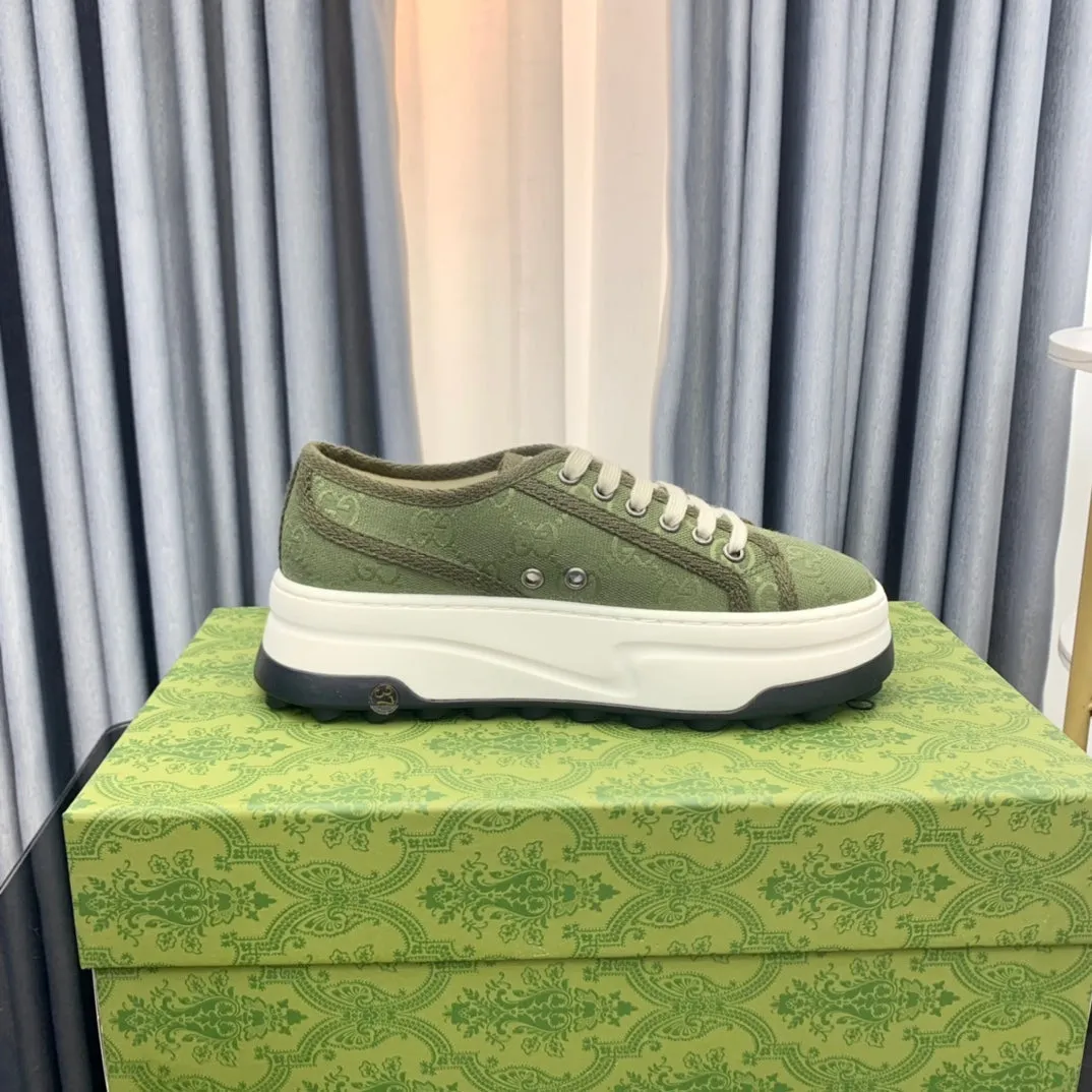 GG SNEAKER FLATFORM OLIVE GREEN CANVAS