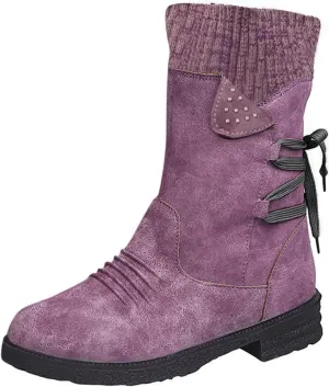 Gibobby Boots for Women Wide Calf,Retro Boots Comfy Flat Bottom Increased Combat Booties Outdoor Fringe Western Shoes