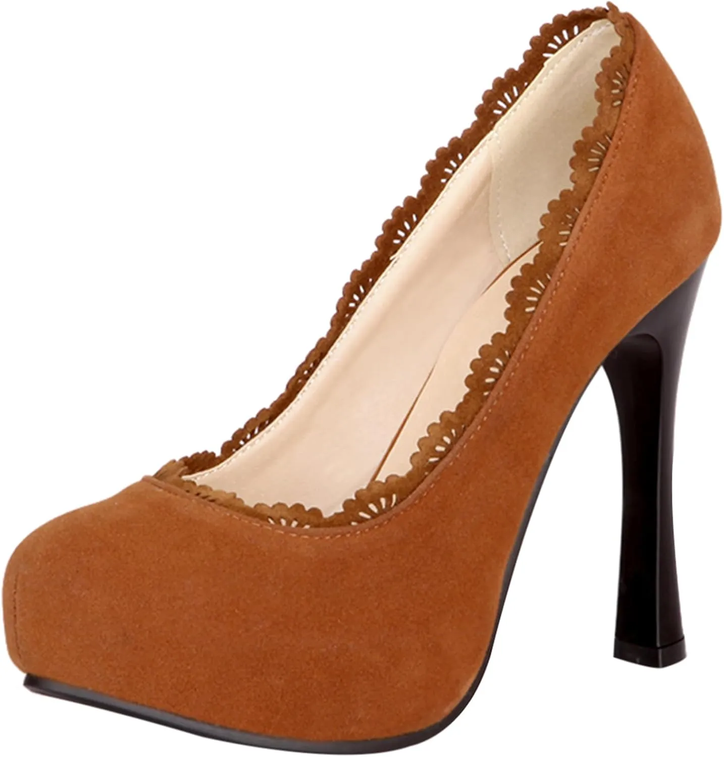 Gicoiz Platform Stiletto Heels Women Round Toe Suede Pumps