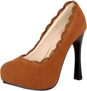 Gicoiz Platform Stiletto Heels Women Round Toe Suede Pumps