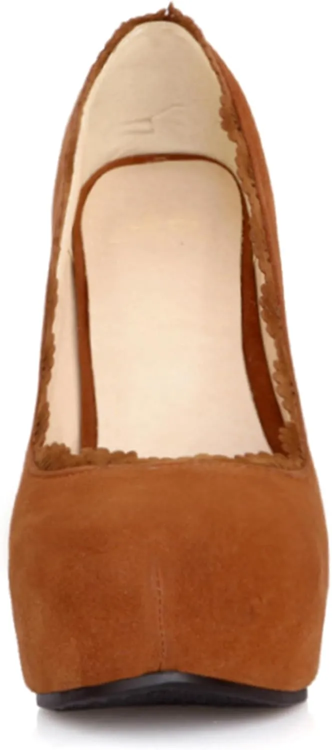 Gicoiz Platform Stiletto Heels Women Round Toe Suede Pumps