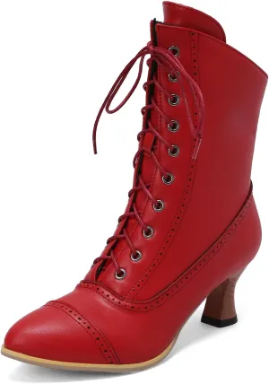 Gicoiz Women Pointed Toe Classic Kitten Heel Winter Booties