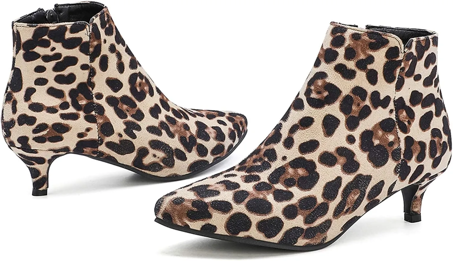 Gicoiz Women Pointed Toe Comfy Kitten Heel Ankle Boots