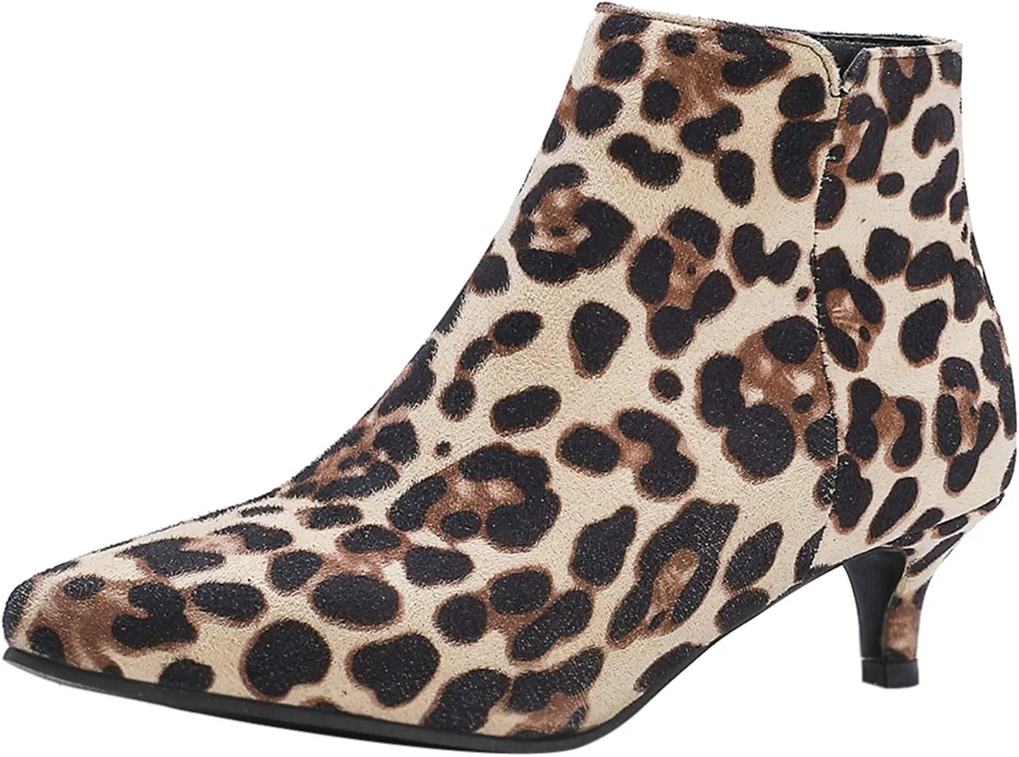Gicoiz Women Pointed Toe Comfy Kitten Heel Ankle Boots