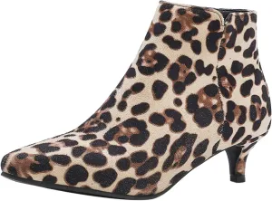 Gicoiz Women Pointed Toe Comfy Kitten Heel Ankle Boots