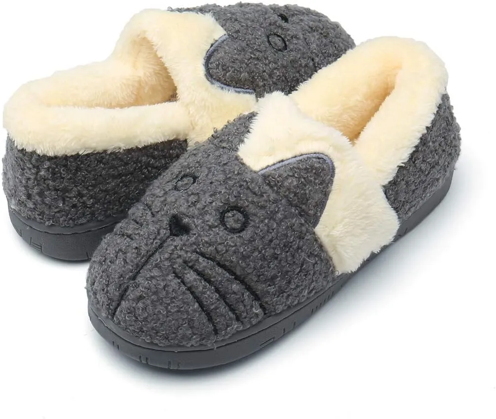 Girls House Slippers Kids Plush House Shoes Boys Warm Cartoon Slippers Cute Animal Winter Indoor Slipper