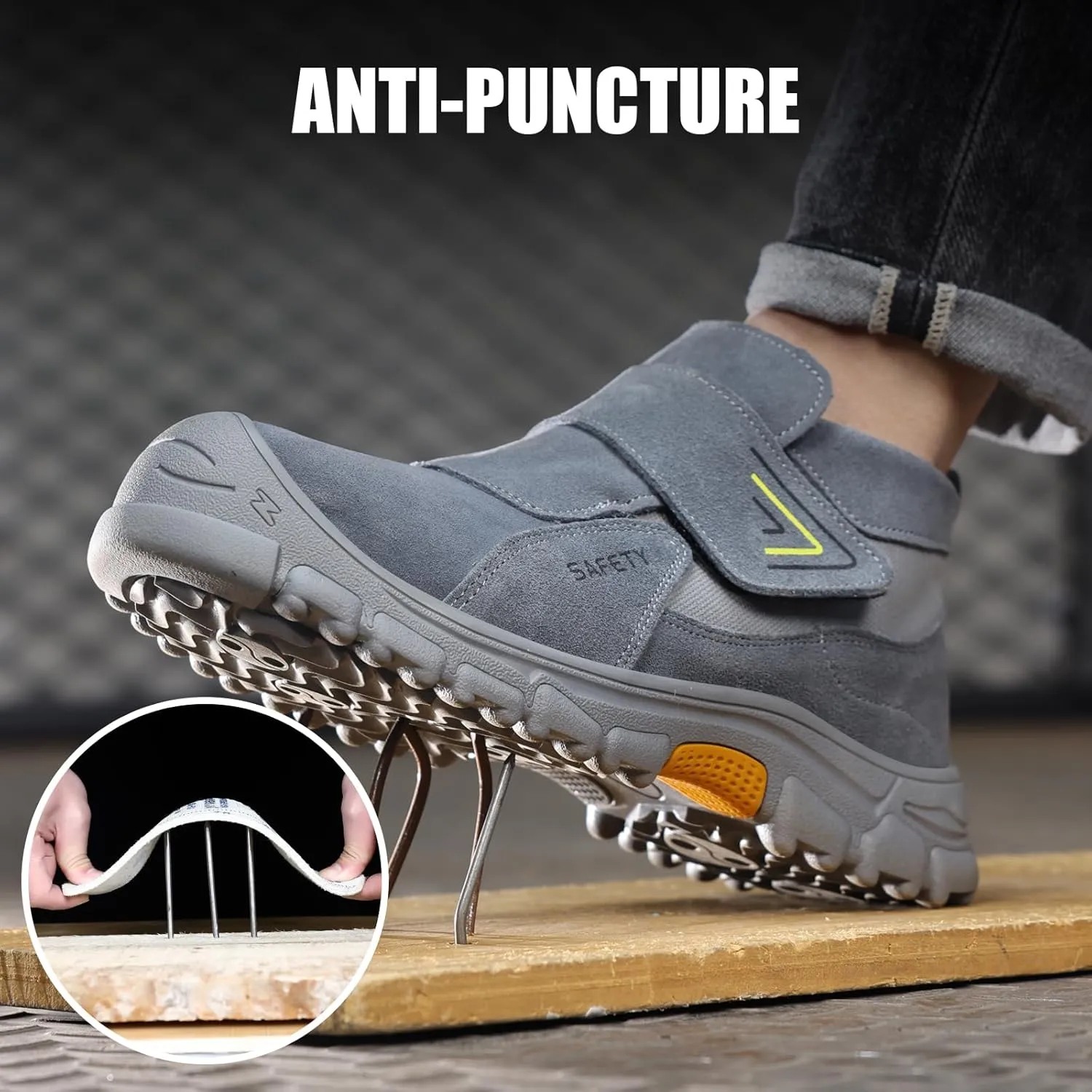 GLANOUDUN Welding Boots for Men Slip on Work Boots for Men Steel Toe Boot Comfortable Welder Boot Construction Safety Footwear Indestructible Men's Steel Toe Shoes