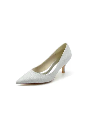 Gold Glitter Crystal Pointed Toe Wedding Shoes